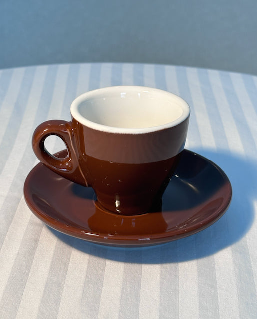 Brown Ceramic Chocolate Cup w/Saucer - Demitasse (France)